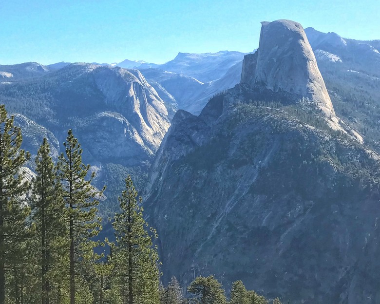 Enjoying sipping my morning coffee coffee at Washburn Point with a view of Half Dome