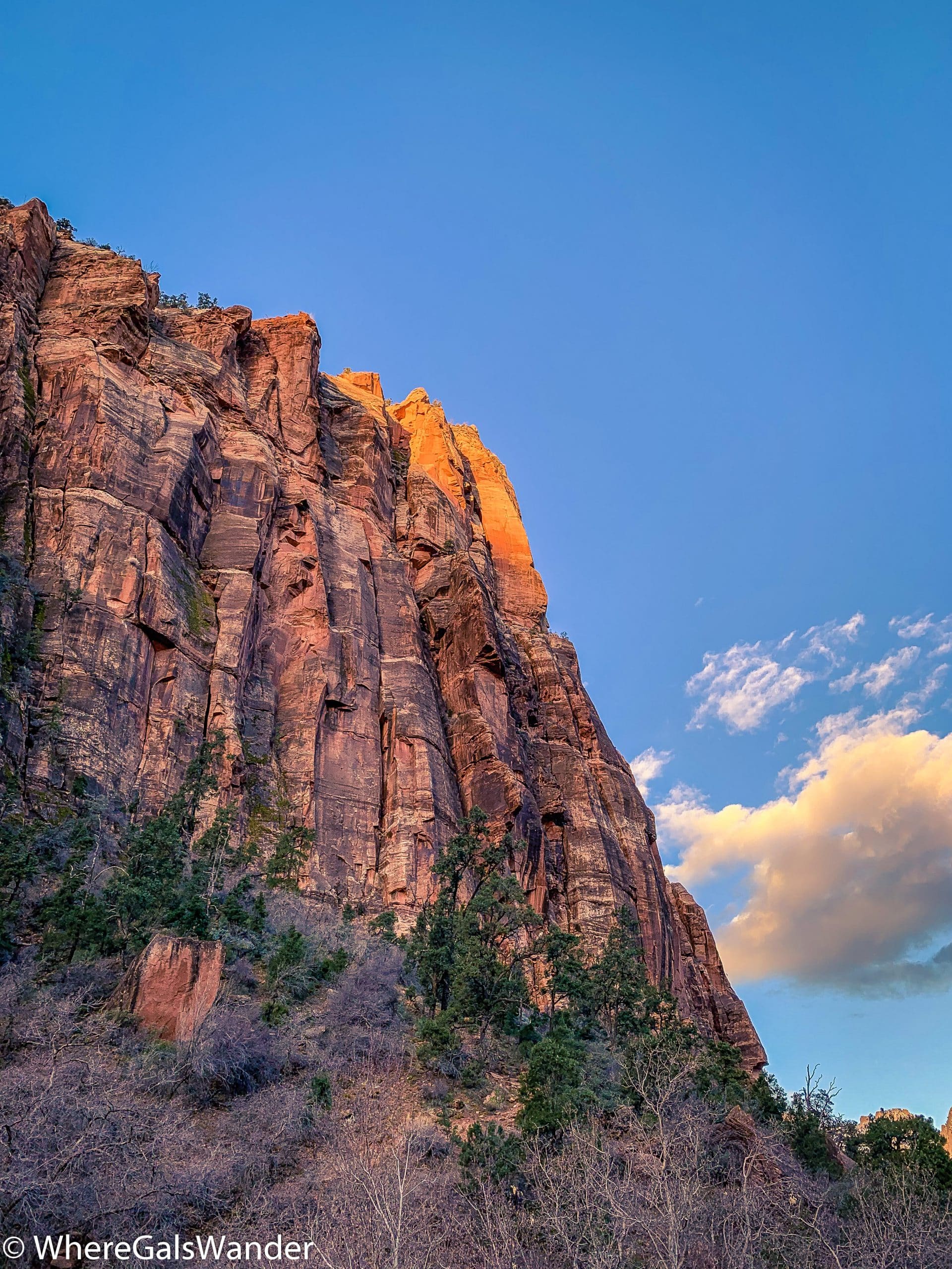 Sunrise coming up at Zion National Park